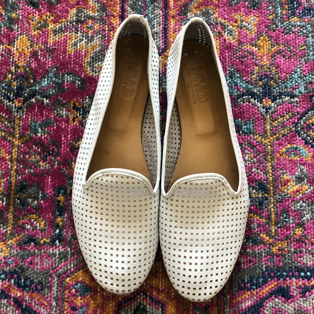 Mm6 Maison Martin Margiela white leather slip ons